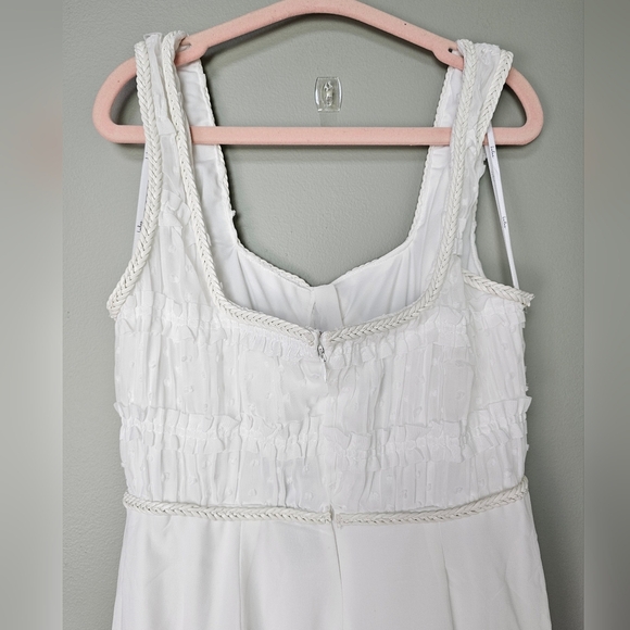 Lulus Majorly Iconic White Swiss Dot Ruffled Lace-up Sleeveless Braided Jumpsuit - Picture 12 of 15